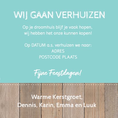 Kerst-verhuiskaart huisjes slinger hout - LB 3