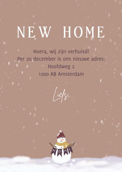 Kerst verhuiskaart huizen in sneeuw 3