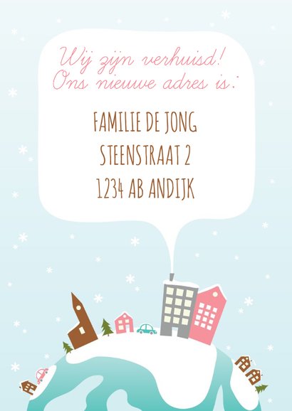 Kerst Verhuiskaart Illustratie Huisjes 2