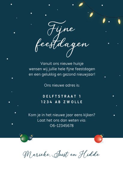 Kerst verhuiskaart kerstboom kerstballen winter 3