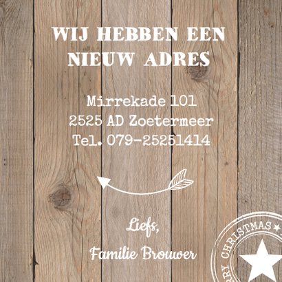 Kerst verhuiskaart label krijtbord hout - LB 3