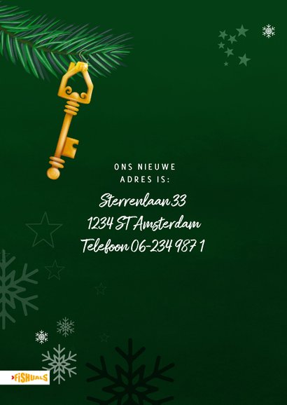 Kerst-verhuiskaart met gouden sleutel 2