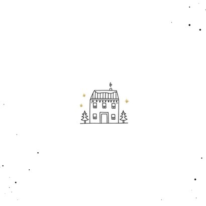 Kerst verhuiskaart met logo fijne feestdagen lijntekening 2