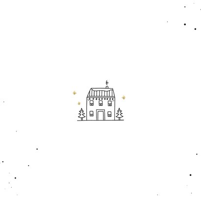 Kerst verhuiskaart met logo fijne feestdagen lijntekening Achterkant