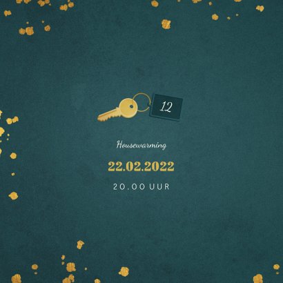 Kerst-verhuiskaart sleutel met label new home 2