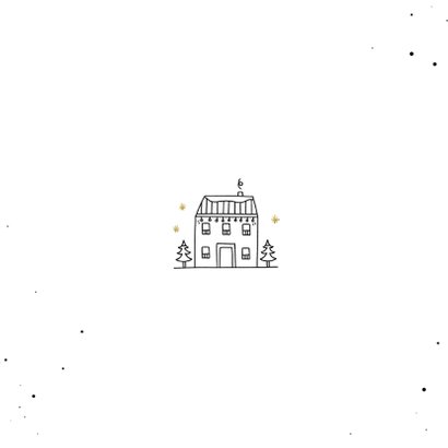 Kerst verhuiskaartje fijne feestdagen lijntekening huisje 2