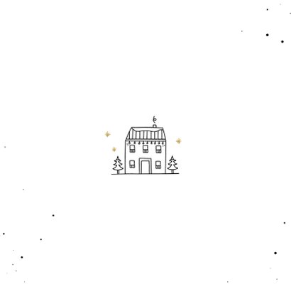 Kerst verhuiskaartje fijne feestdagen lijntekening huisje Achterkant