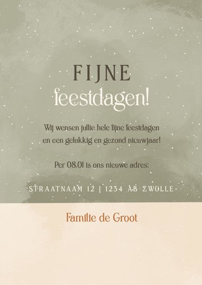 Kerst-verhuiskaartje met foto's en een auto met kerstboom 3