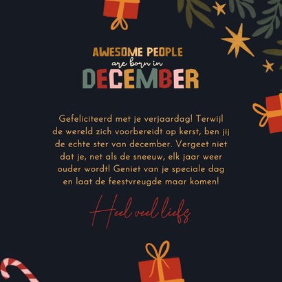 Kerst verjaardagskaart 'Awesome people are born in december' 3