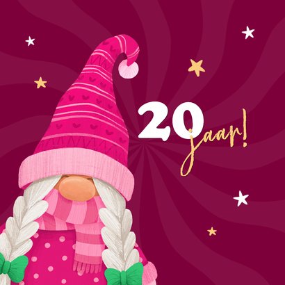 Kerst verjaardagskaart gnome kabouter vrouw 2