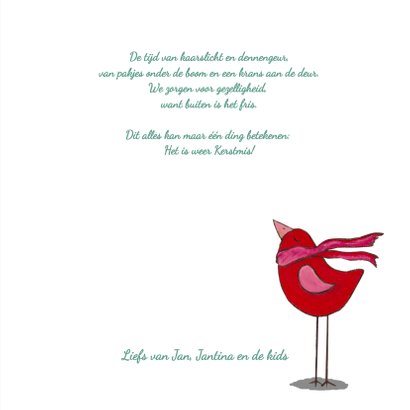 Kerst vogel handlettering fotokaart 3