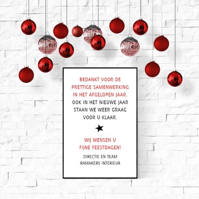 Kerst zakelijk interieur poster en kerstballen 3