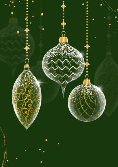 Kerstballen glas-goud op donkergroen 2