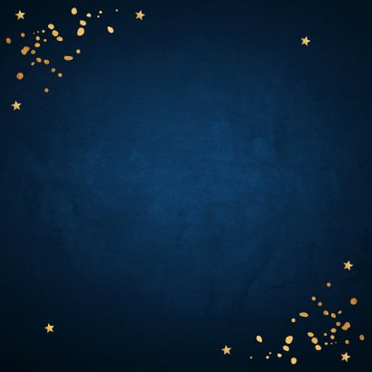 Kerstborrel uitnodiging donkerblauw confetti goudlook 2