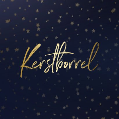 Kerstborrel uitnodiging goud met sterren 2