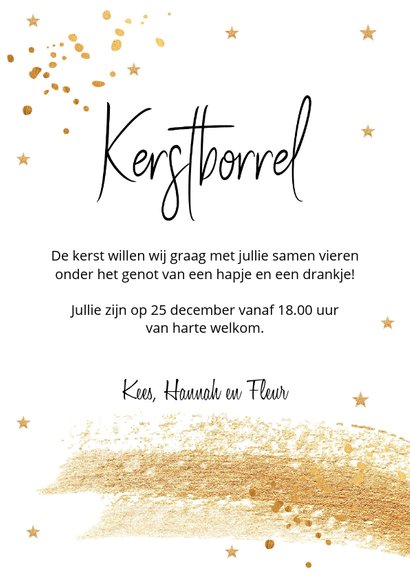 Kerstborrel uitnodiging met goudlook confetti 3