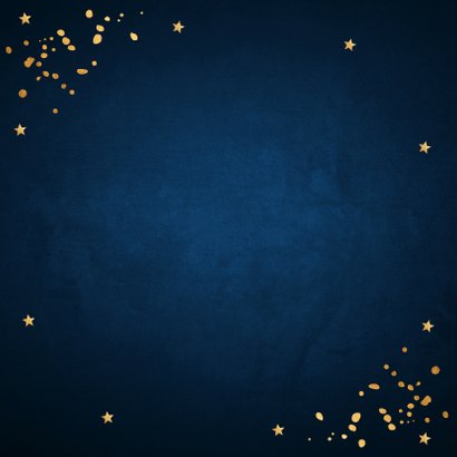 Kerstborrel uitnodiging rendier goudlook confetti Achterkant