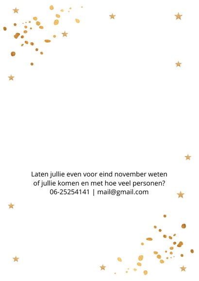 Kerstborrel uitnodiging wit goudlook confetti 2