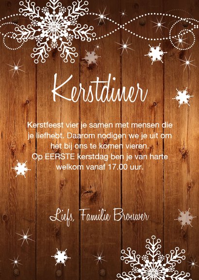 Kerstdiner hout sneeuwvlokken 3