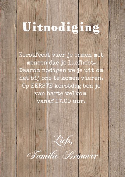 Kerstdiner label hout rode ruit 3