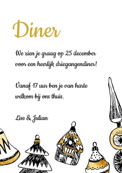 Kerstdiner tekening kerstballen 3