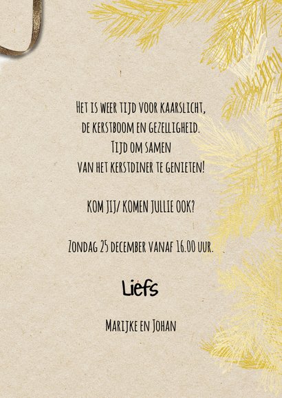 Kerstdiner uitnodiging 2 goudlook 3