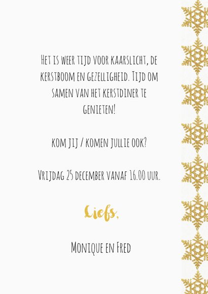 Kerstdiner uitnodiging 4 gouden ijskristallen 3