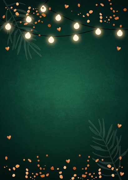 Kerstdiner uitnodiging donkergroen confetti lampjes 2