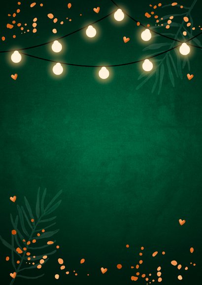 Kerstdiner uitnodiging donkergroen confetti lampjes 2