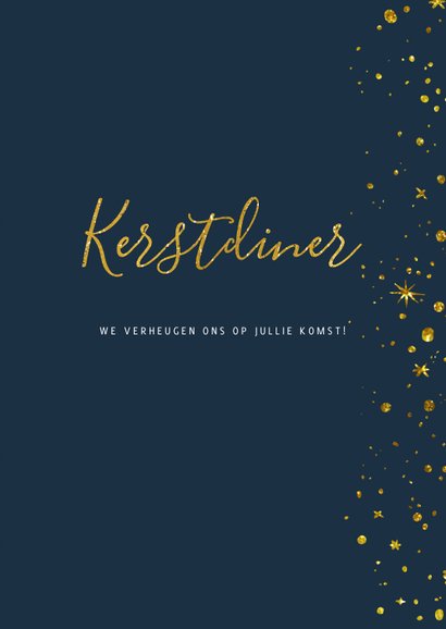 Kerstdiner uitnodiging Goud Sterren nacht 3