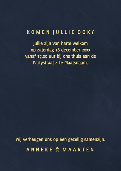 Kerstdiner uitnodiging Goud 3