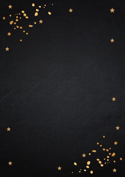 Kerstdiner uitnodiging goudlook confetti Achterkant