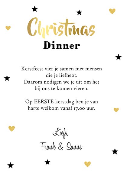 Kerstdiner uitnodiging label confetti zwart - LB 3