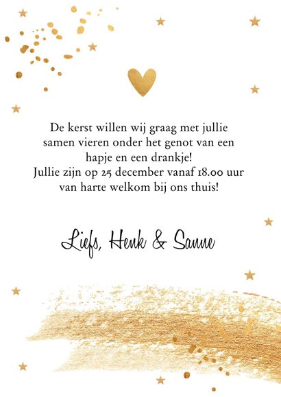 Kerstdiner uitnodiging met gouden confetti en brush 3