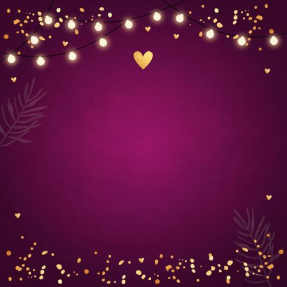 Kerstdiner uitnodiging paars lampjes confetti goudlook 2