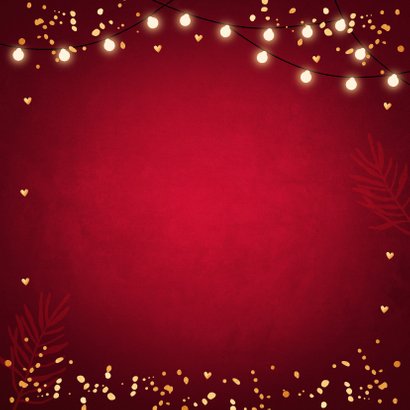Kerstdiner uitnodiging rood confetti goudlook Achterkant