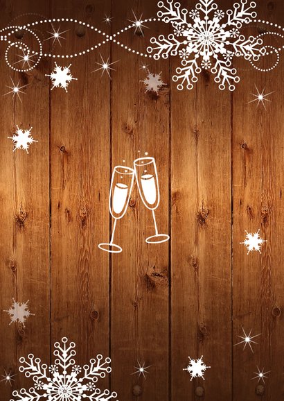 Kerstdiner uitnodiging sneeuwvlokken houtlook 2