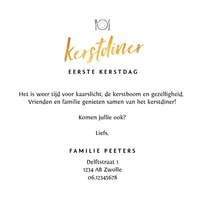 Kerstdiner uitnodiging stijlvol met winterse elementen 3