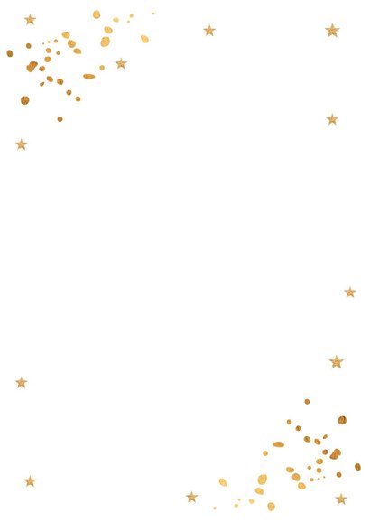 Kerstdiner uitnodiging wit goudlook confetti brush Achterkant