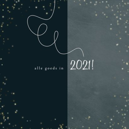 Kerstkaart 2020-2021 stijlvol gouden sterretjes en slinger 3