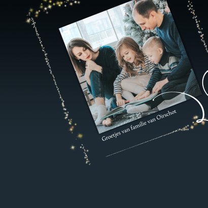 Kerstkaart 2020, met kader van goudkleurige sterretjes 2