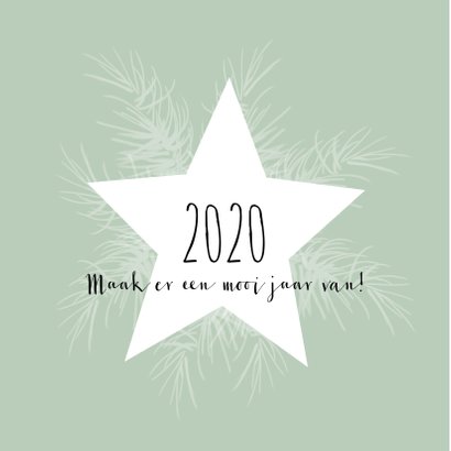 Kerstkaart 2020, ster en takjes-IP 2