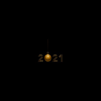 Kerstkaart 2021 goud kerstballen Achterkant
