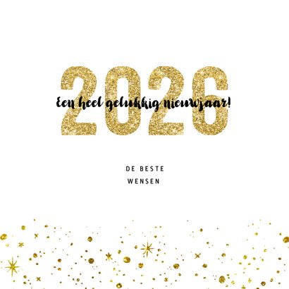 Kerstkaart 2026 Goud Glitter groot 3