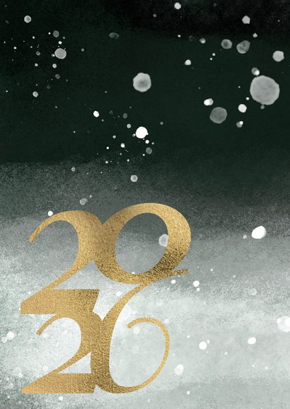 Kerstkaart 2026 goud winterlandschap 2