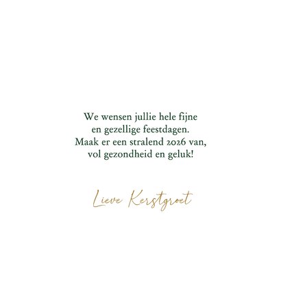 Kerstkaart 2026 kerstballen in goud 3