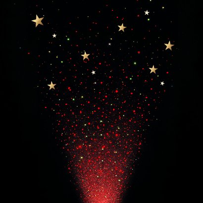 Kerstkaart 2026 rood sprankelende sterren 2