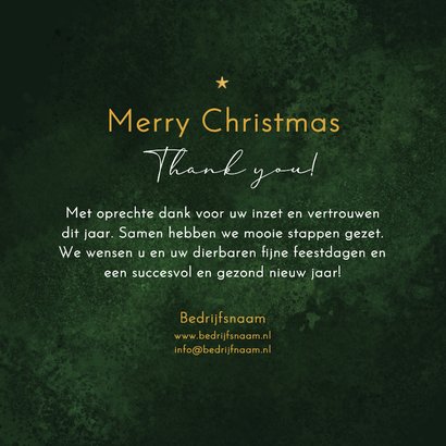 Kerstkaart 2027 groen dennentakjes goud bedankt topper 3