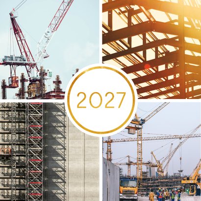 Kerstkaart '2027' met 4 foto's vierkant 2