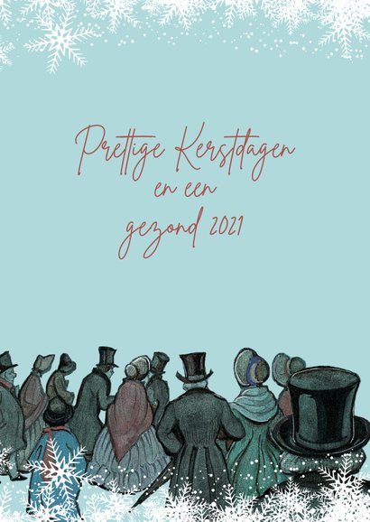 Kerstkaart - Anton Pieck illustratie op weg naar de avondmis 2